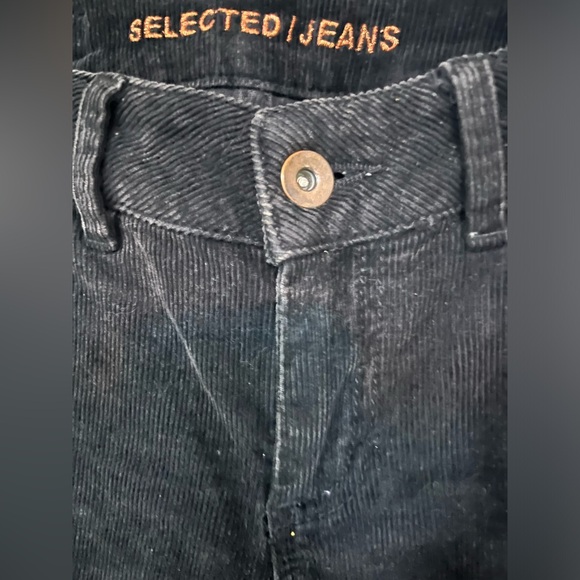 Selected Femme corduroy denim skinny pant-distressed black-bronze color hardware - Picture 8 of 11